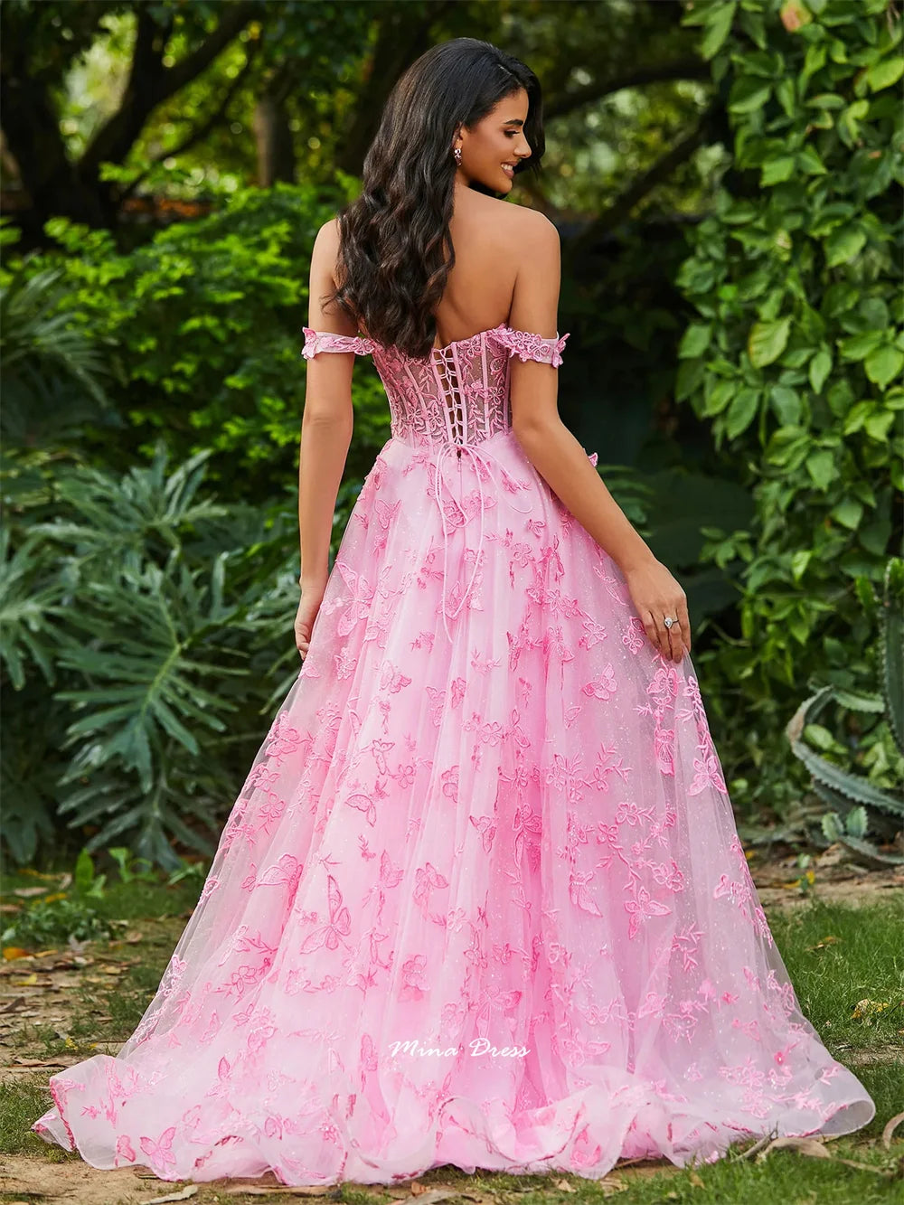 Mina Customized Pink Dresses Gala Dress High Slit Sleeveless Elegant Chic Woman Evening Dress 3D Flowers Backless Party Women's