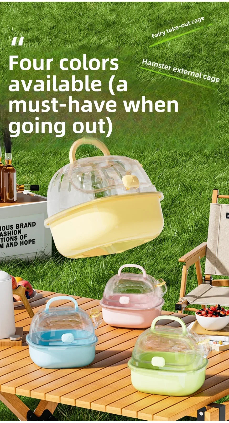 Transparent Hamster Toilet Cage, Portable Handheld Chinchilla Cage Small Animal Carry Cage Sturdy Breathable Pet Carrying Box