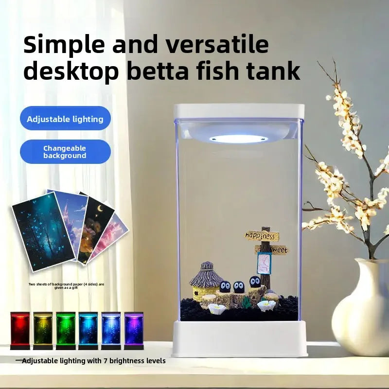 Small Aquarium Compact Aquarium Starter Kit With Light And Filter Home Decor Small Landscape Supplies For Living Room Office