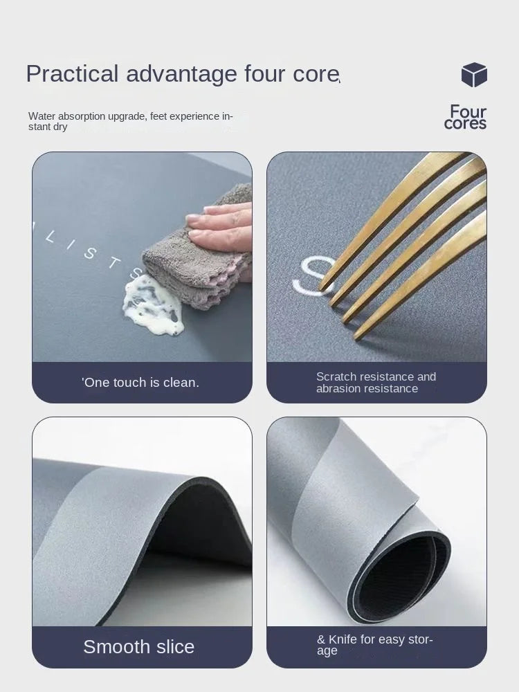 Bathroom floor mat, home bathroom door trendy and simple soft cushion, diatomaceous earth texture absorbent floor mat