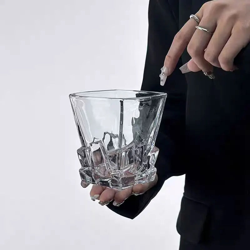 Dlight Decor 310ml Square Glass with Ice Cube Base