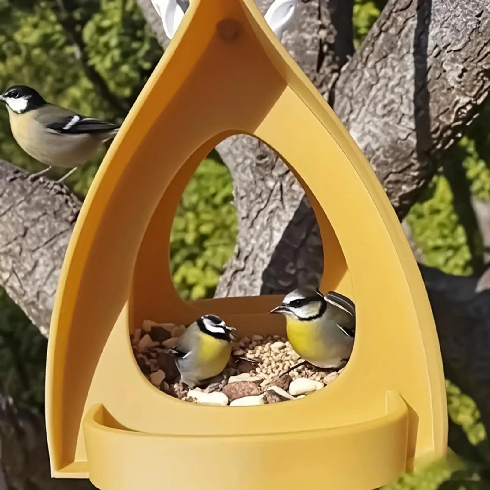Bird Feeder Decorative Open Design Hanger Hut Shape Hangable Mounted Bird House for Outside Garden Winter Balcony Squirrel