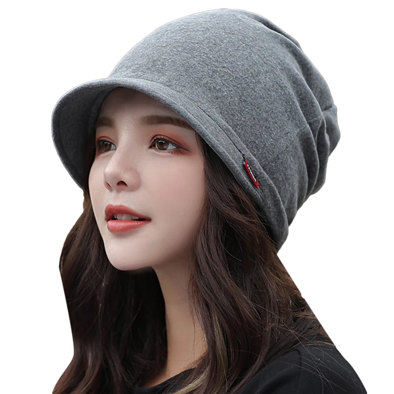 Knitted Head Cap Ladies Fashion Windproof Warm Thicken Hats Simple Solid Color Hat For WomenNew Autumn Winter Hat