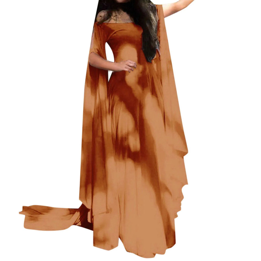 ladies dress Elegant off shoulder round Neck high Waist Wrapped Maxi Dress Women halloween Party Club Elegant Evening Dresses