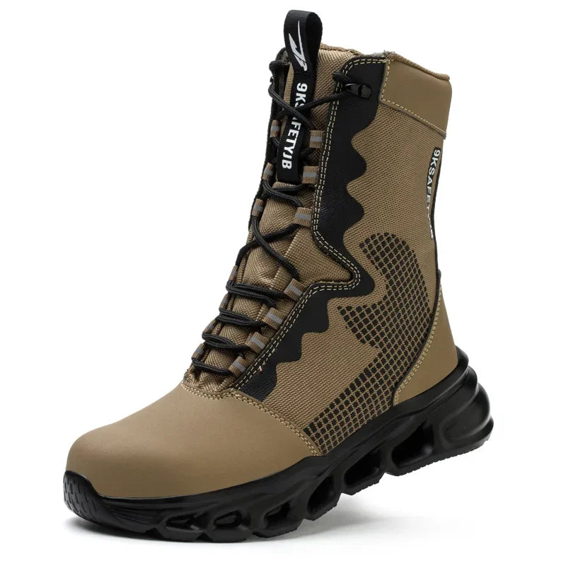 New Fashion 2024 Men Boots Safety Shoes Security Steel Toe Cap Military Boots Working Steel Toe Anti-Smashing Men's Work Boots