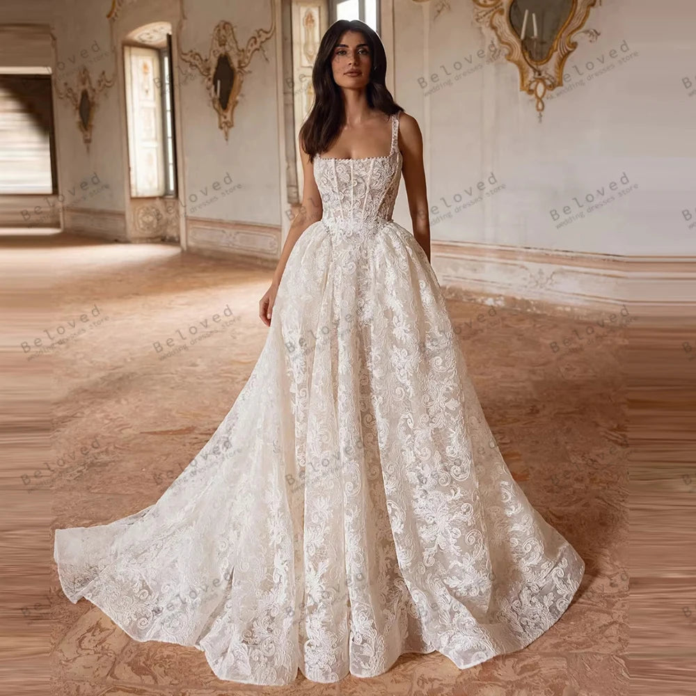 Exquisite Wedding Dresses A Line Gorgeous Bridal Gowns Sleeveless Backless Robes Princess Pretty Vestidos De Novia Customized