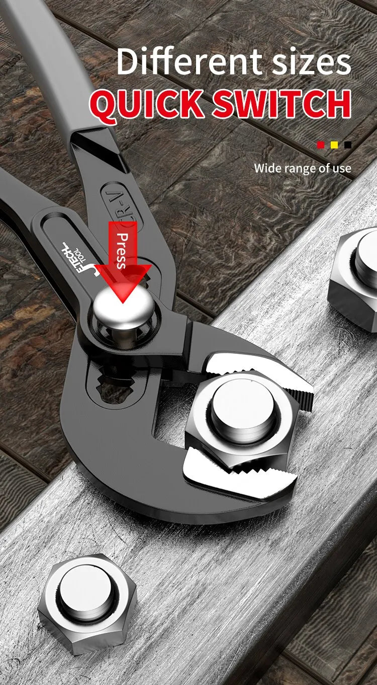 Water Pump Pliers Quick-Release Plumbing Pliers Pipe Wrench Adjustable Water Pipe Clamp Pliers Household Hand Tools Multi-functi