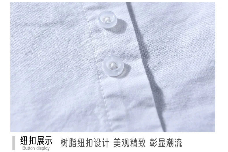 Japanese Fashion Mens Long Sleeve Shirts Spring Summer Daily Casual Pure Cotton Shirt Oxford Striped Patchwork Shirt Youth Tops