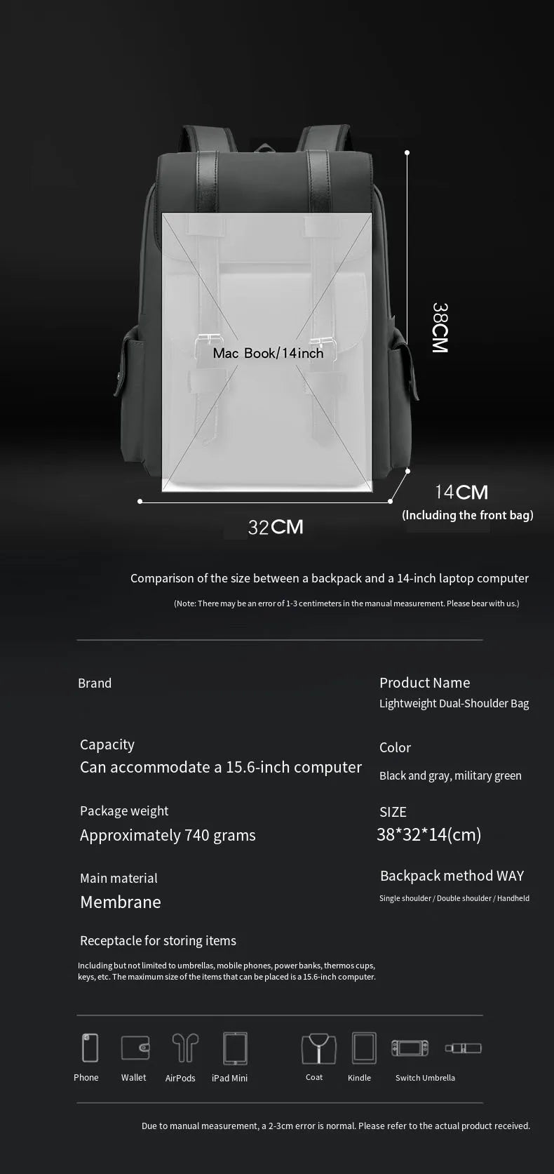 New Fashionable Backpack, Trendy Simple Casual Bag, Solid Color Business Travel Bag, Large Capacity Laptop Bag, Unisex Student School Bag, Multi-Functional Storage Bag