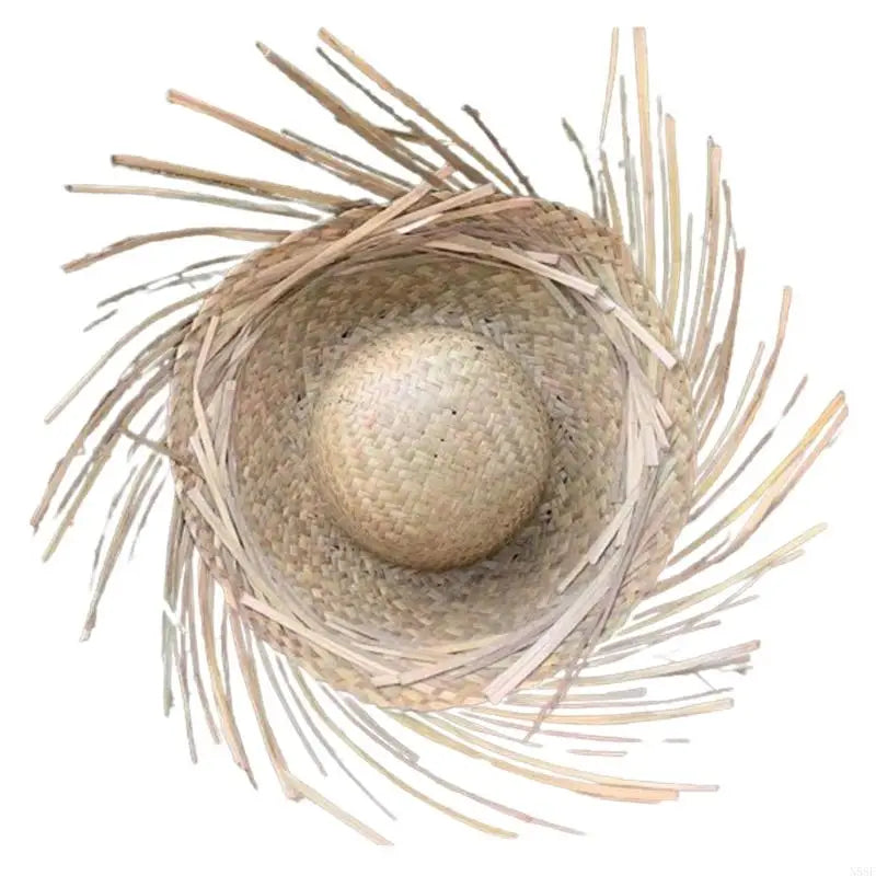 Trendy Mexicanos Straw Hat with Ripped Brim, for Festivals Fiesta Summer Mexicanos Theme Party Colorful Straw Hat