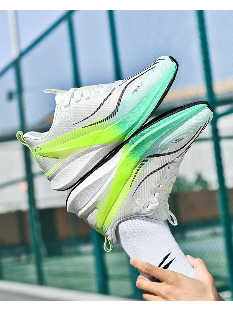 Sports Men Running Shoes Carbon Board Speciality Marathon Breathable Lightweight Women's Comfortable Athletic Nonskid Sneakers