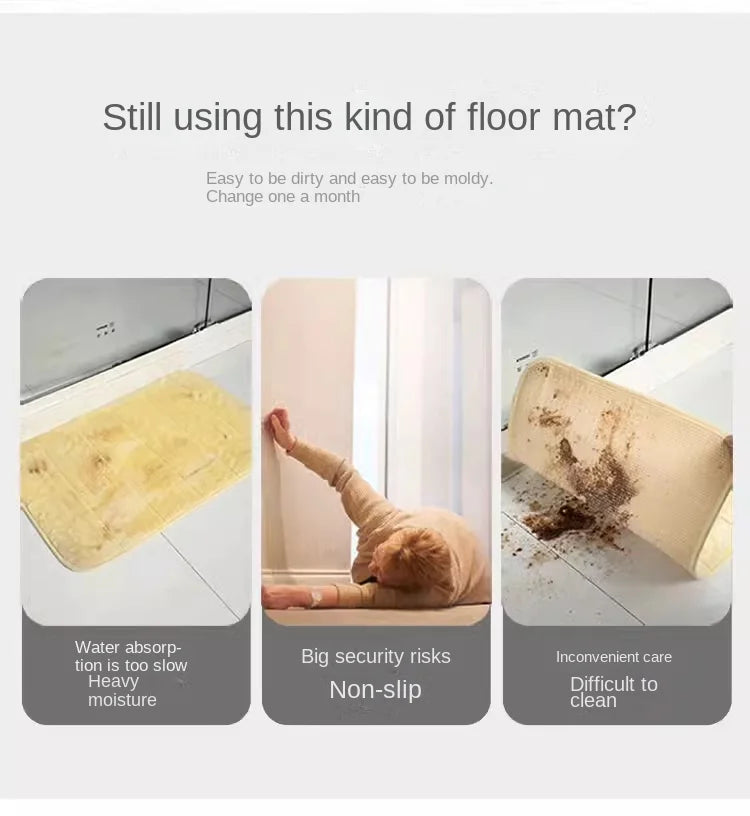 Bathroom floor mat, home bathroom door trendy and simple soft cushion, diatomaceous earth texture absorbent floor mat