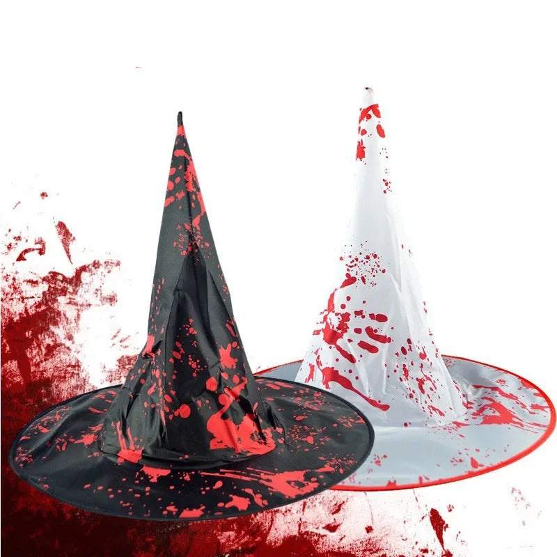 Horrible Halloween Witch Hat Unisex Hats for Adults Kids Party Supply Cosplay Costume Prop Decorations Wizard Caps