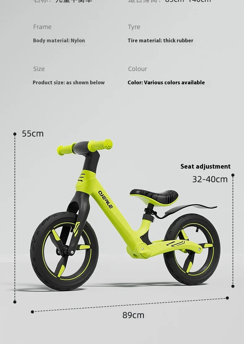 12inch Bike for Children Without Pedals1-6Year Old Boys and Girls Bicycle Walking Learning Balance Bike