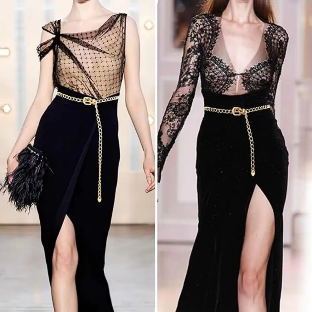 Metal Chain Belts Women Waistbands Long Tassel Waist Chain Dress Jeans Belts Lady Waistband Belts Women Body Chain