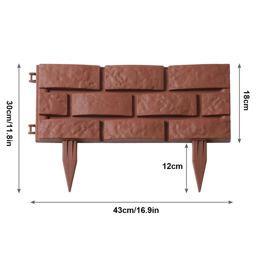 Garden Edging Border DIY Decorative Plant Support Stake Landscaping Edging Stones Brick Effect Outdoor Fence Decorative