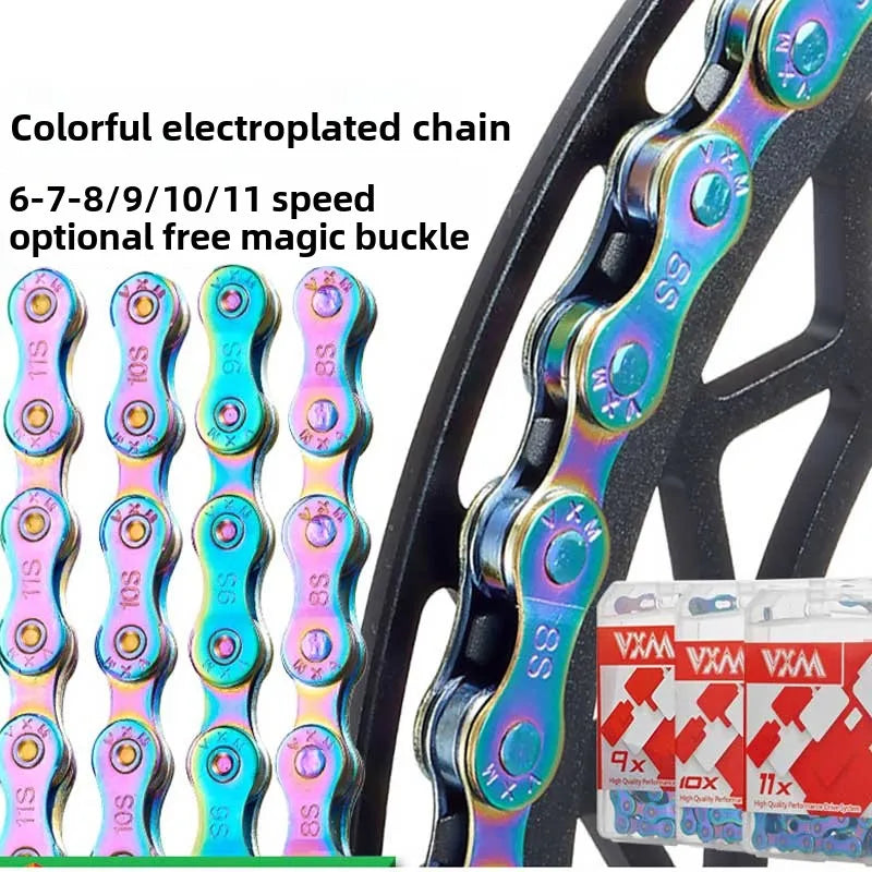 Mountain road bike chain Bycicle full electroplated rust-proof color 8-speed 9 10 11S variable speed accessory chain Chains