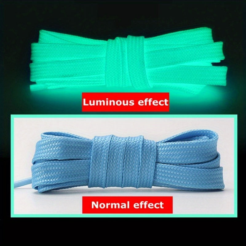 1 Pair Radiant Glow-in-the-Dark Flat Luminous Shoelaces -  Laces for Men and Women Couples Matching Accessory