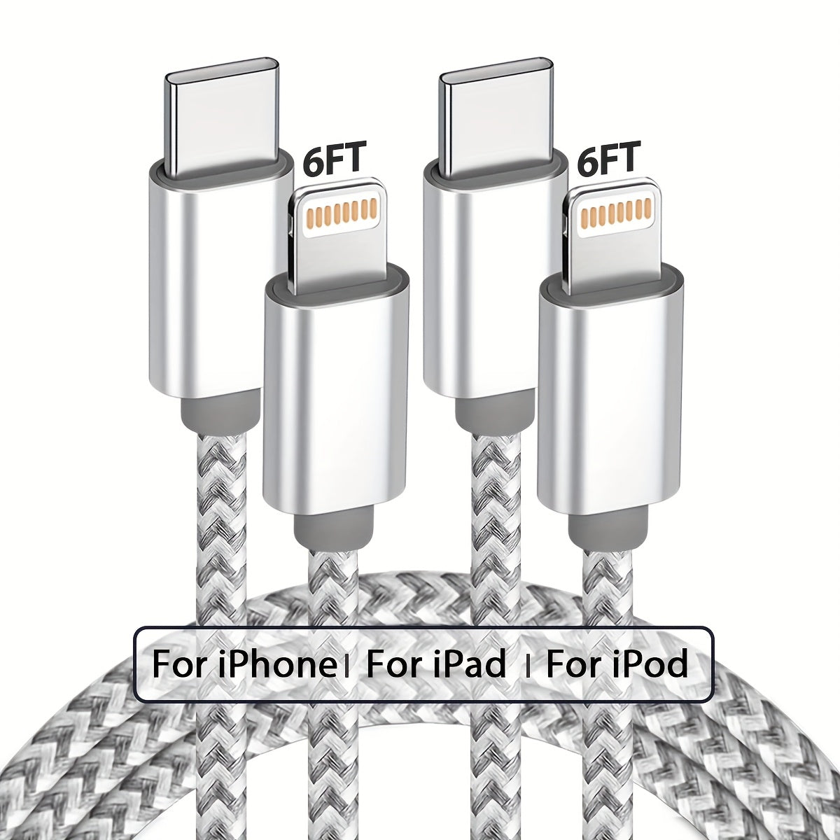 [MFi Certified] USB C to ios Cable 3 Pack 6ft for iPhone Charger Cables Nylon Braided Type C