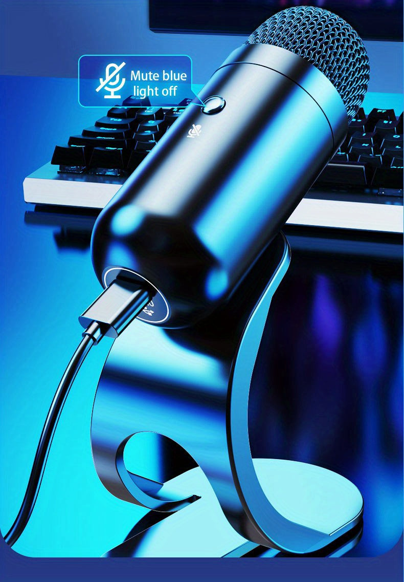 Professional USB Microphone Kit Plug & Play for Studio, E-sports, Singing The microphone used for computers is easy to use and has clear sound quality