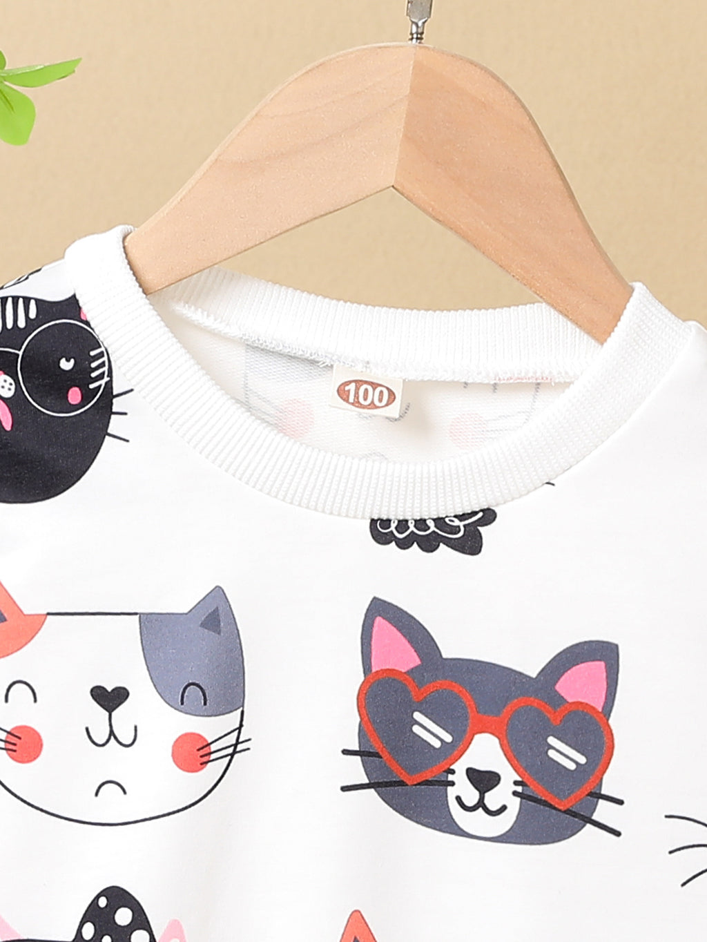 Girls' Cute Cat Print Sweatshirt - Pastel Pink with & Cat Design, Soft Round Neck Long Sleeve Top for Everyday & Special Occasions