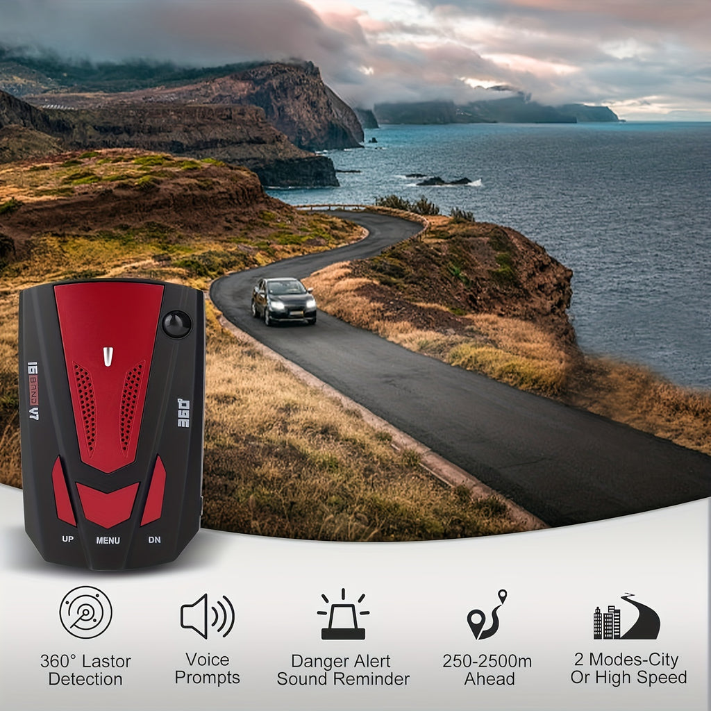 16-Band Advanced Automotive GPS Detector - 360 ° Anti-GPS Camera LiDAR Detector with Voice Alarm, Real-Time Threat Alert, and Enhanced Safety Features for Safe Driving