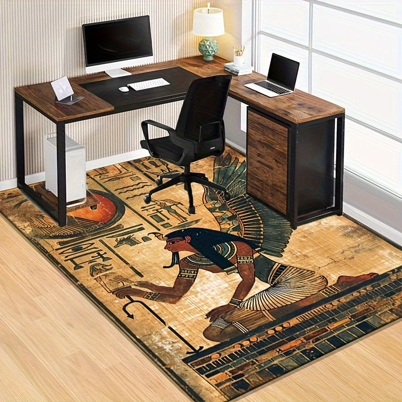 Ancient Egyptian Magic Print Area Mat - Non-Slip Polyester Mat for Living Room & Bedroom, 3D High-Density 800g/square meter, Machine Washable, Rectangular Shape, Ideal for Holidays & Home Decor, Holiday Home Decor | Egyptian