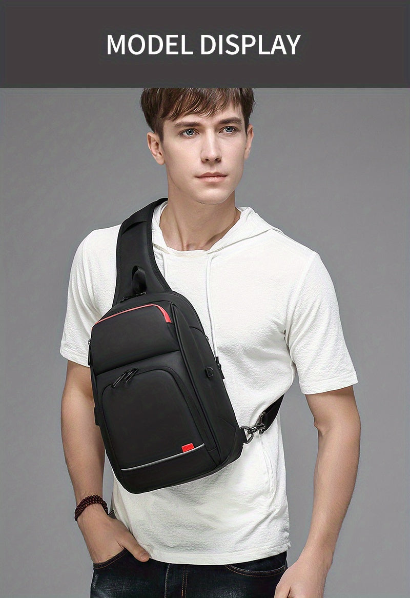 ReSilvery New Men's Chest Bag Business Single Shoulder Bag Large Capacity Crossbody Bag Breathable Casual Sports Bag