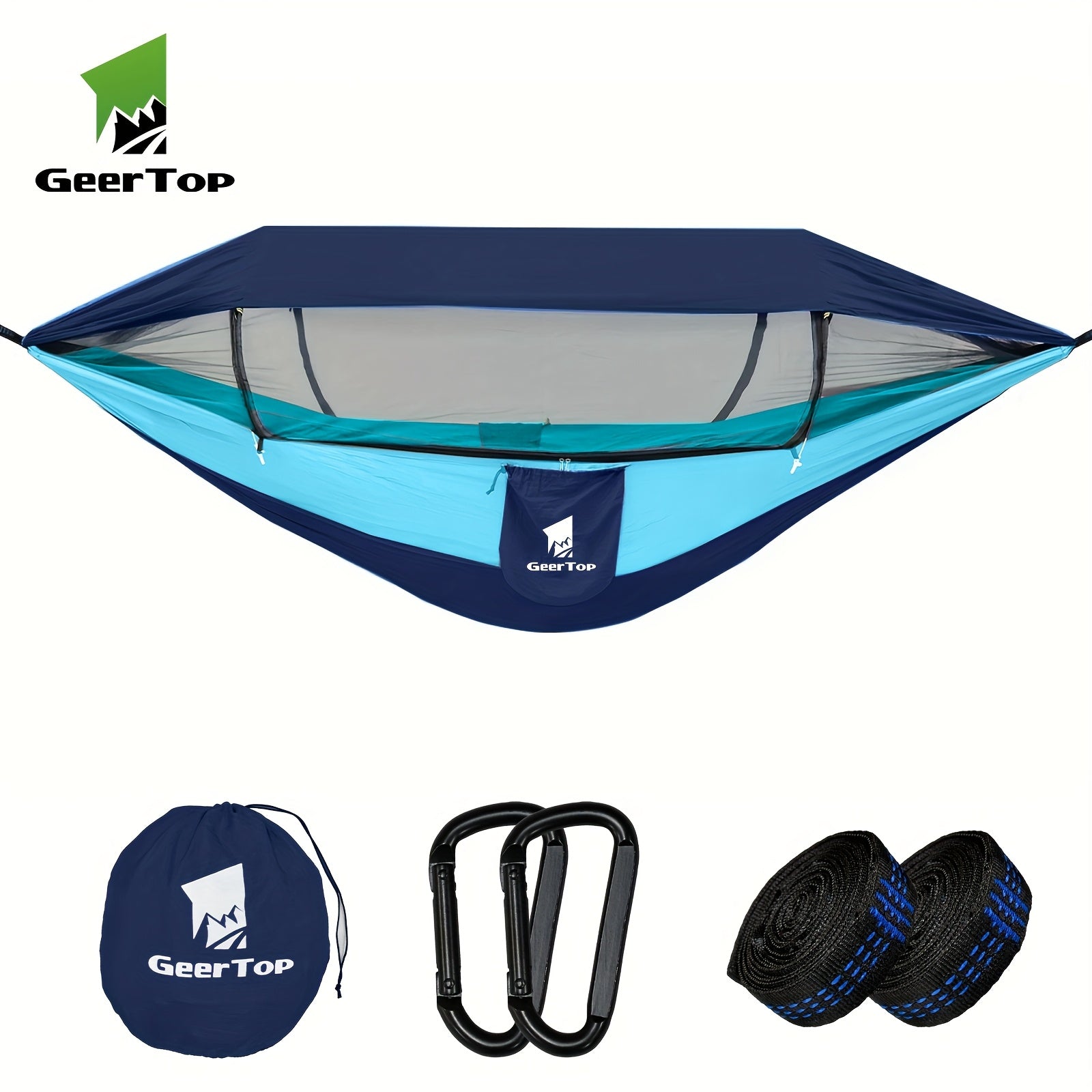 GEERTOP 3in 1 Outdoor Hammock with Mosquito Net Sun Shelter, Double Sleep Rest Camping Hammock for Backpacking Travel Garden Park