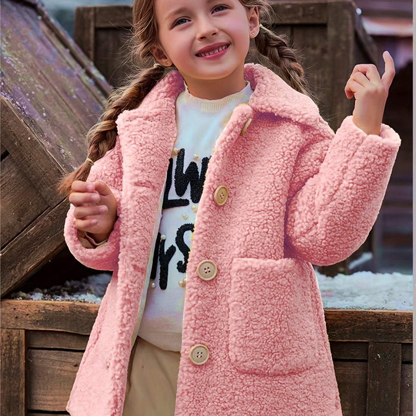 JOMAKE Girls' Winter Coat - Pastel Pink & Ombre Jacket with Button Front Closure,
