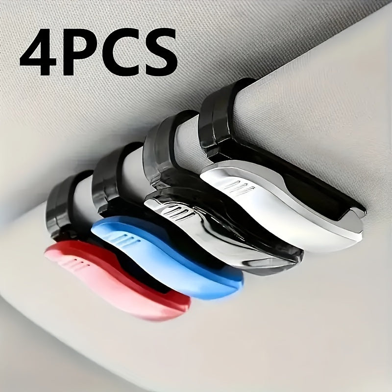 4-Pack Universal Multi-Functional Automotive Sun Louver Clip Suit, ABS Material Glasses Frame and Card Storage Box for Sun Visor Storage-Perfect for Car and Home Use!