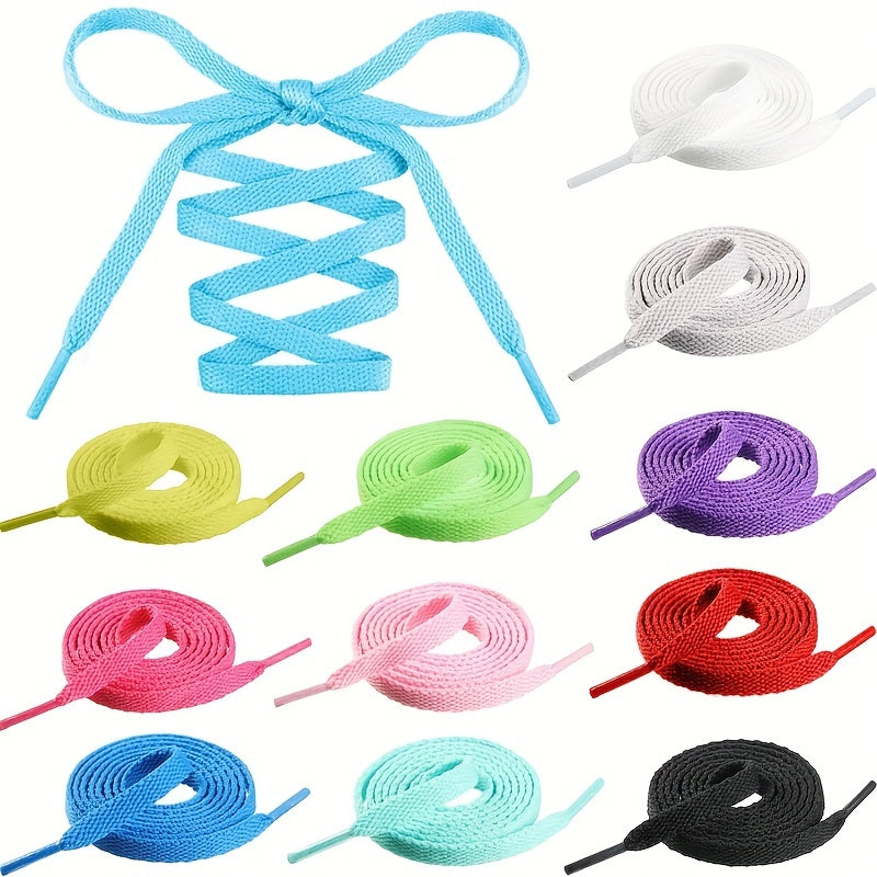 1pair Color Shoelaces Flat Sneakers Canvas Sports Shoelaces, Available In Multi Colors, Matching Use For Men Women