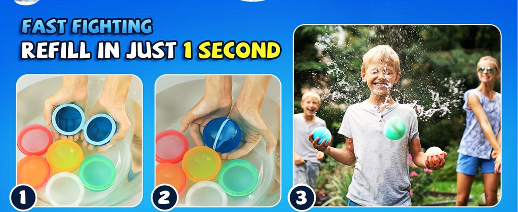 Reusable Water Balloons for Kids Outdoor Activities, Refillable Water Balloons Quick Fill with Magnetic, Latex-free Kids Pool Beach Water Toys, Summer Toy Self Sealing Water Balloons for Fun