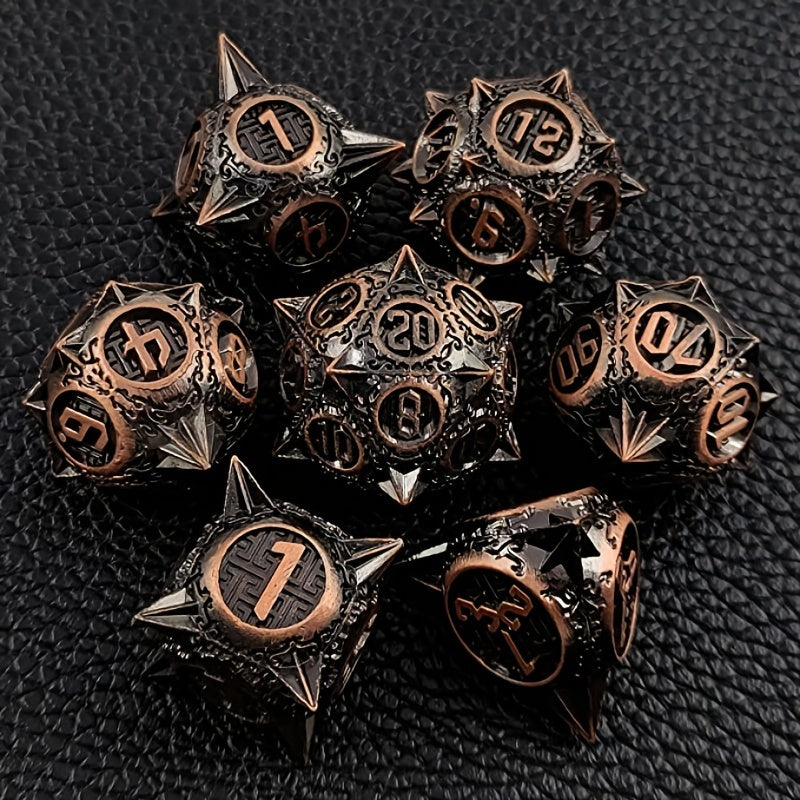 Sharp Metal Meteor Dice Set - Large & Bold Gaming Dice for Dungeons & Dragons - Solid, Weighted, and Aesthetically Pleasing - Complete with D20, D12, D10, D8, D6, D4