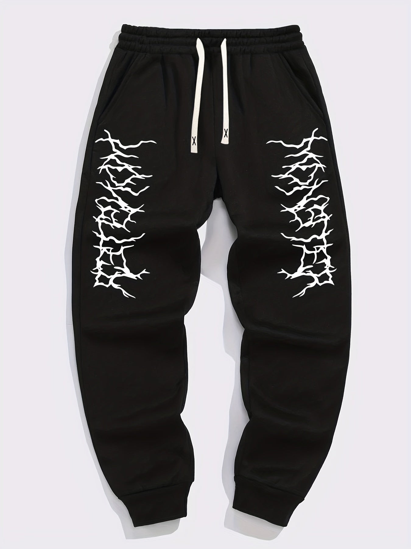 Loose Fit Printed Joggers, Men's Casual Stretch Waist Drawstring Sports Pants Sweatpants