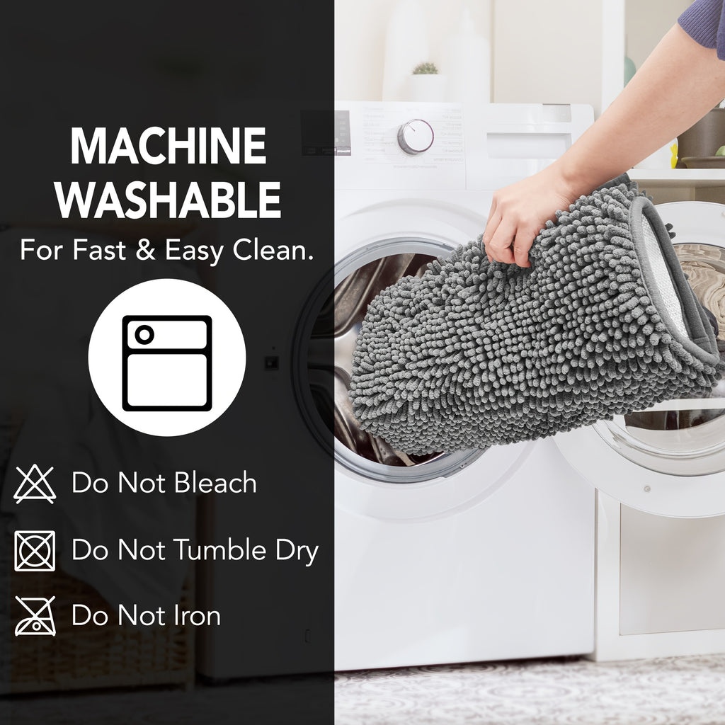 Bath Mat, Thick Soft Chenille Bath Rugs, Quick Dry Absorbent Machine Wash Bathroom Rugs, Non-Slip Rubber Backing Durable Rugs For Bathtubs, Shower Floor, Under The Sink
