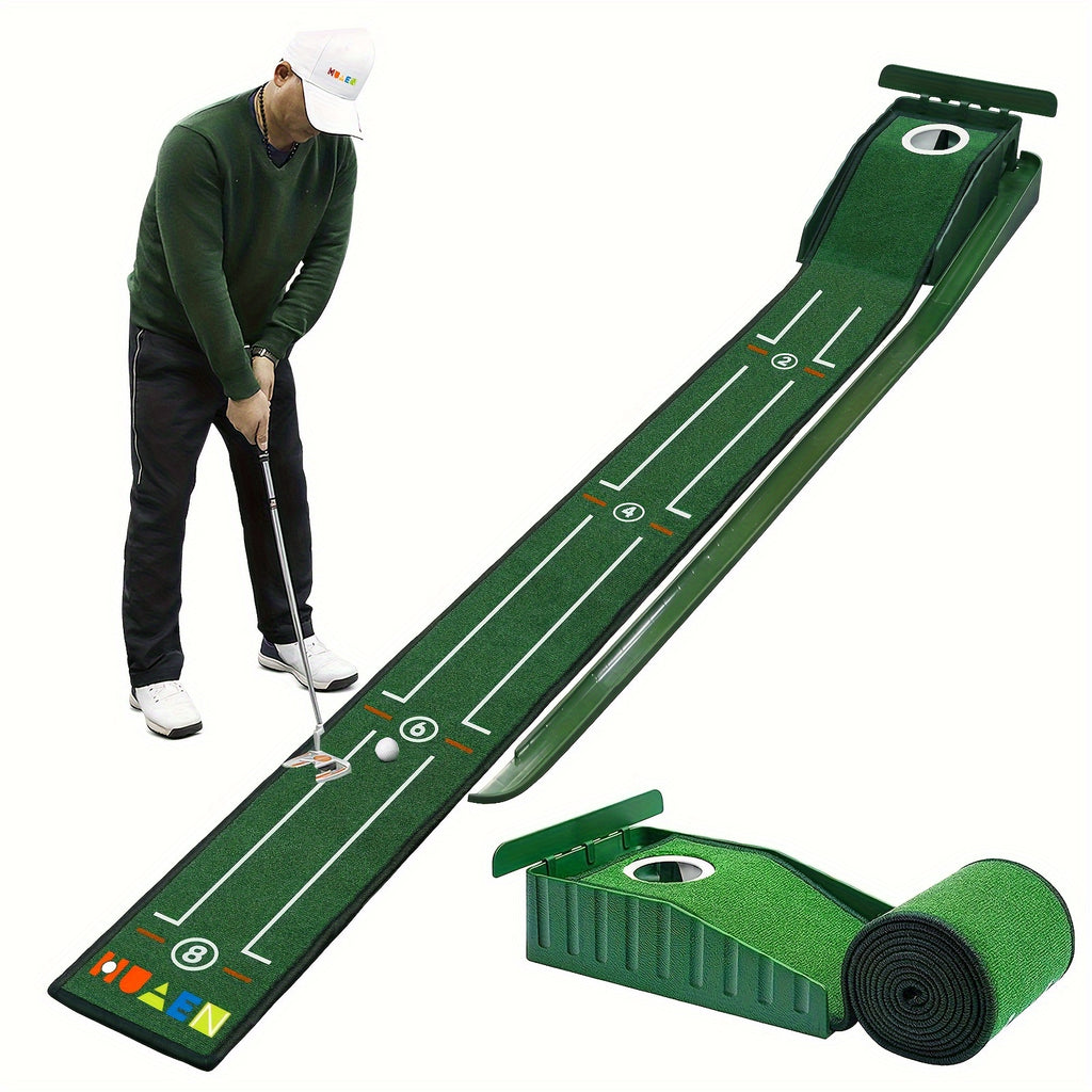 [Golf Putting Mat] HUAEN 8ft Golf Putting Mat with Alignment Guides -
