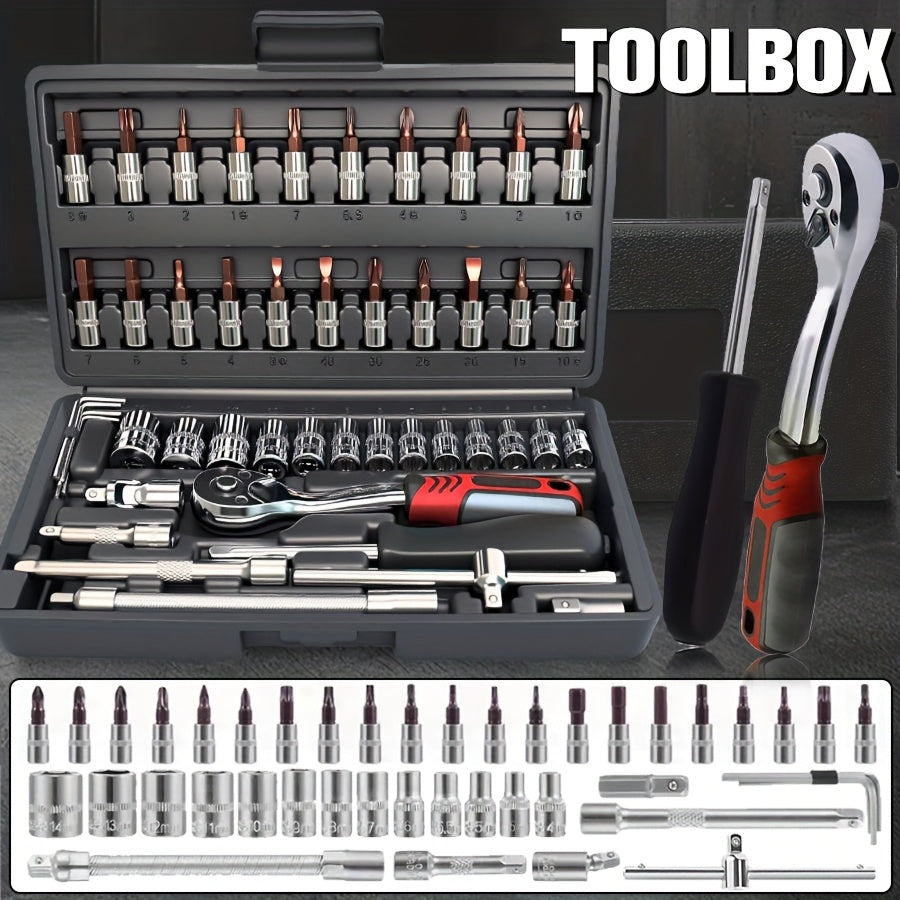 Premium 46pcs Professional Tool Kit, Car/bike Repair Tool Set with 1/4-inch Drive Depth
