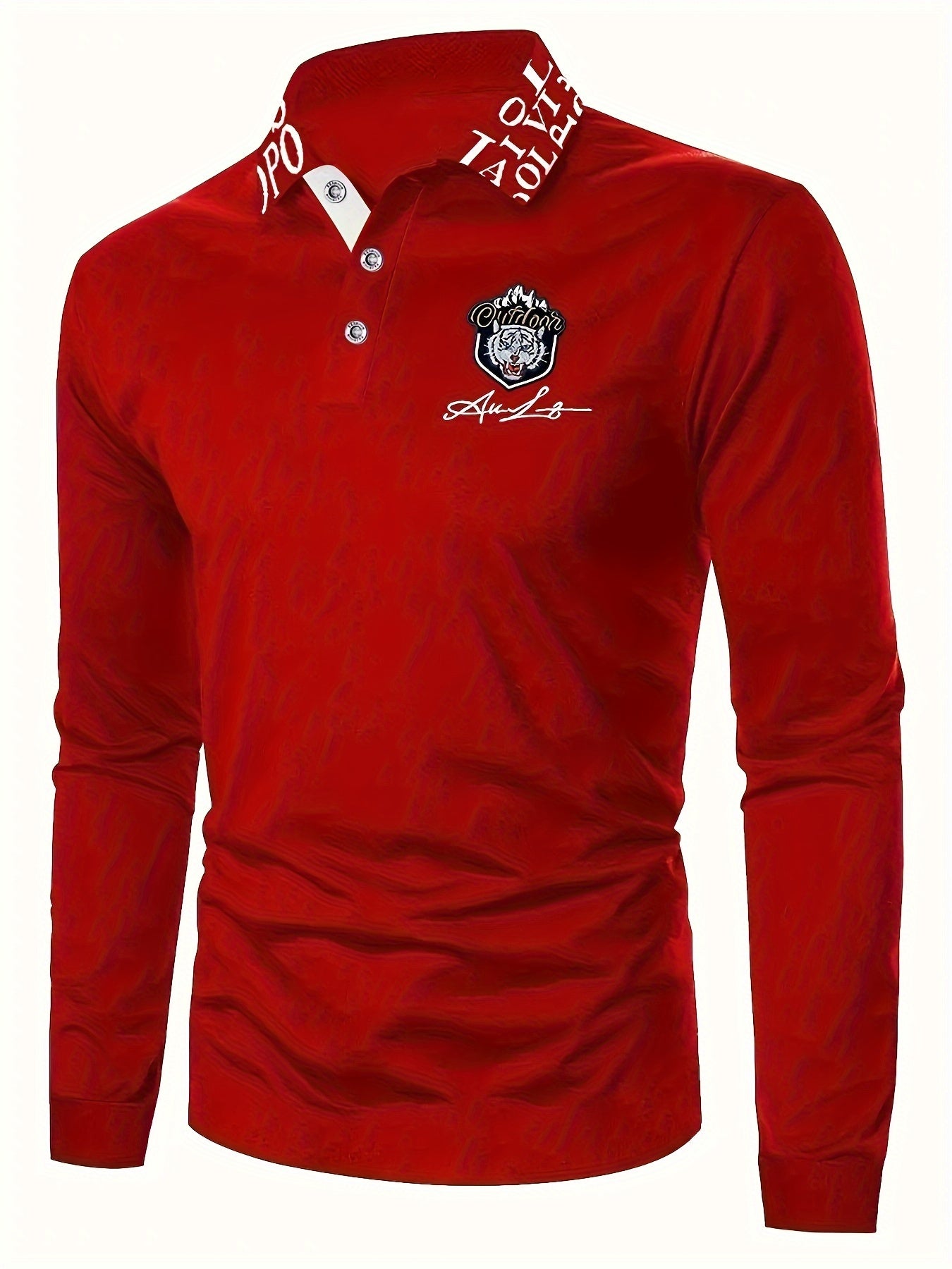 Tiger Head Anime Print Men's Casual Comfy Long Sleeve Shirt For Spring Fall, Golf Sports