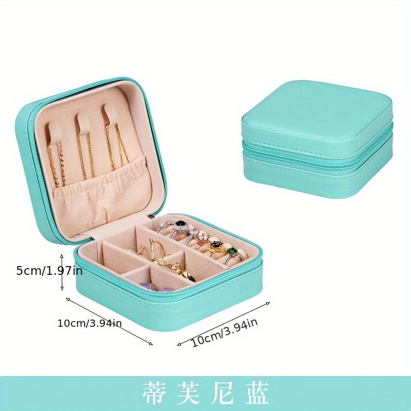 ZFOCEAN Portable Jewelry Organizer Box with Zipper Closure - Compact Travel Case