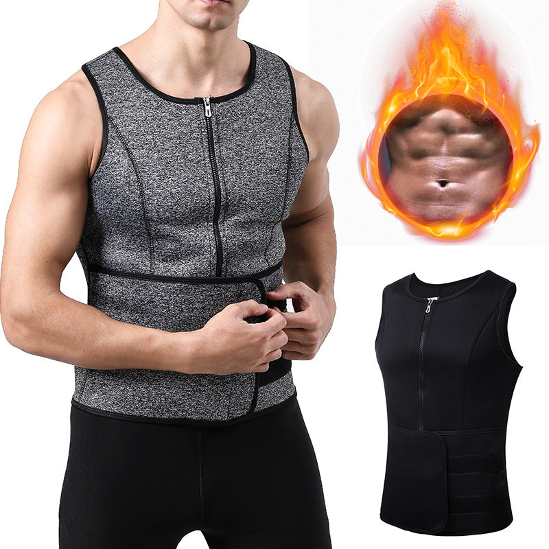 TKPARK Men's Adjustable Compression Tank Top & Waist Trainer - High-Elasticity Workout Shirt