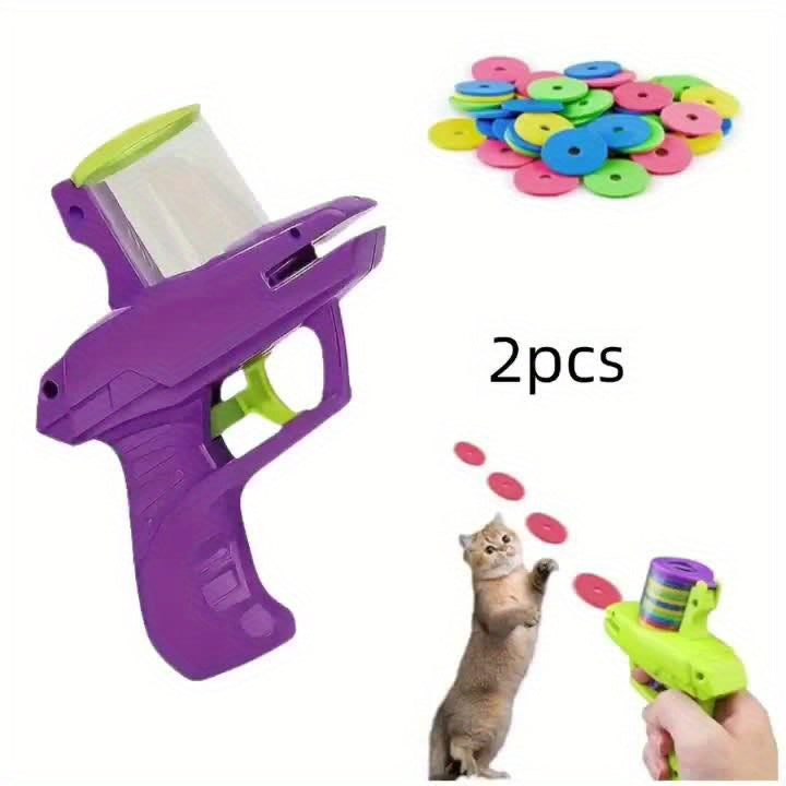2pcs Cat Toy Gun Shooter, Interactive Cat Toy Launcher With Foam Discs - Battery-Free, Durable Plastic For Endless Fun, Fidgety Interactive Toys