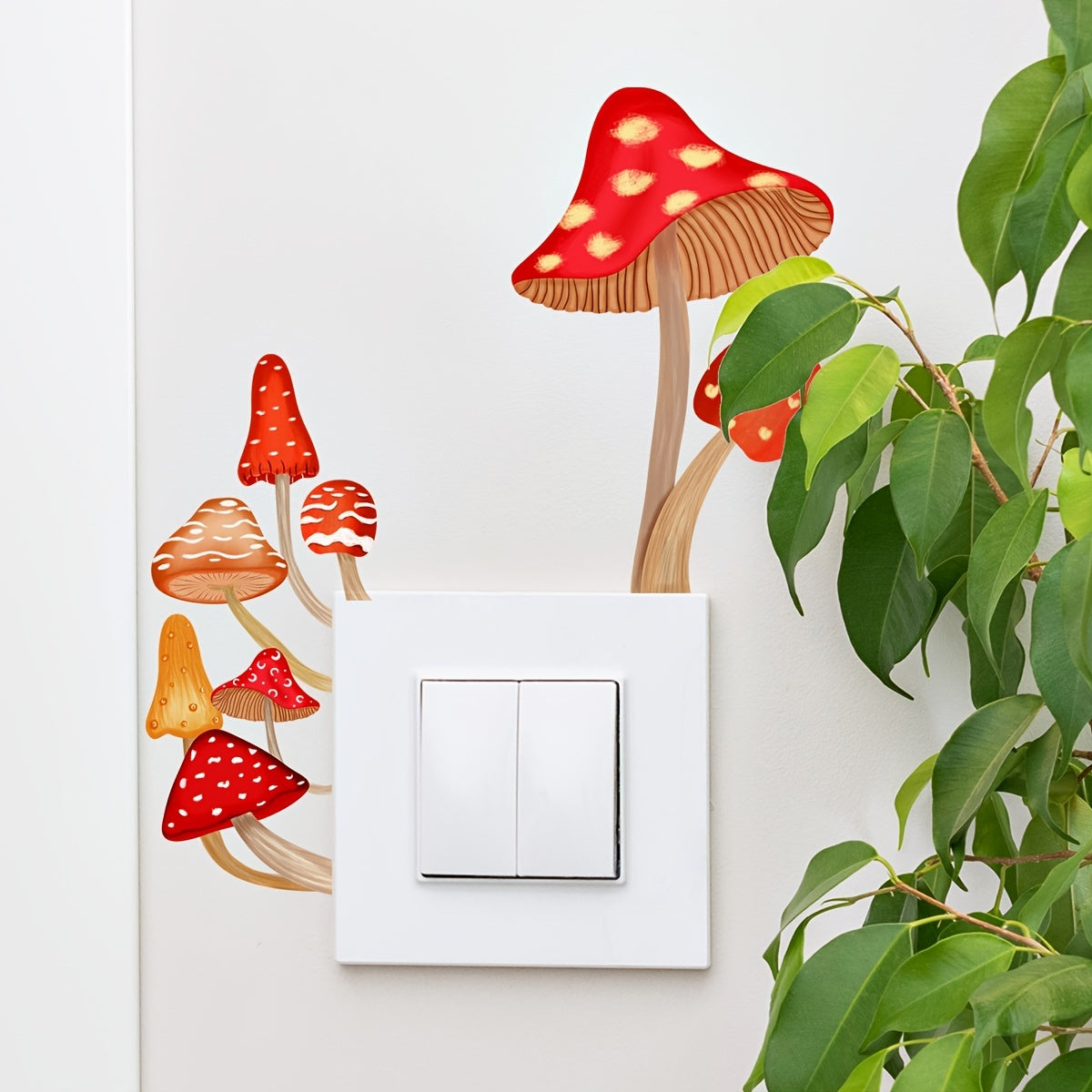 Self-Adhesive Glow Mushroom Switch Sticker - Easy to Find, Reusable & Fun Themed Art Deco