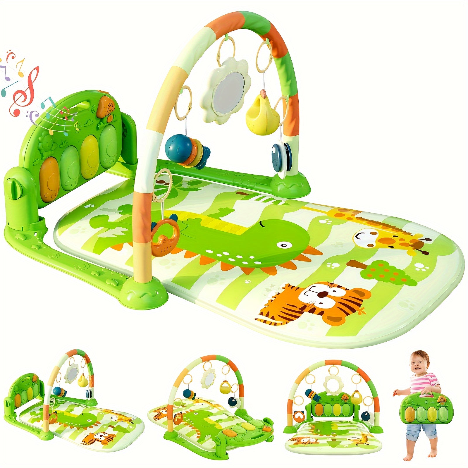Youngsters Play Mat Youngsters Gym, Funny Play Piano Tummy Time Youngsters Activity Gym Mat with 5 Youngsters Learning Sensory Youngsters Toys, Music And Lights Boy & Girl Gifts for Youngsters Youngsters 0 to 3 6 9 12 Months