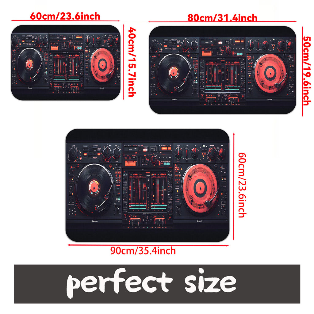 1pc DJ Mixer Equipment Pattern Door Mat - 700gsm Heavy-Duty Non-Slip Microfiber Absorbent Machine Washable Polyester Mat with DJ Mixing Board Design, Rectangle Shape For Bathroom, Bedroom, Living Room, Camping & Picnic Rugs,