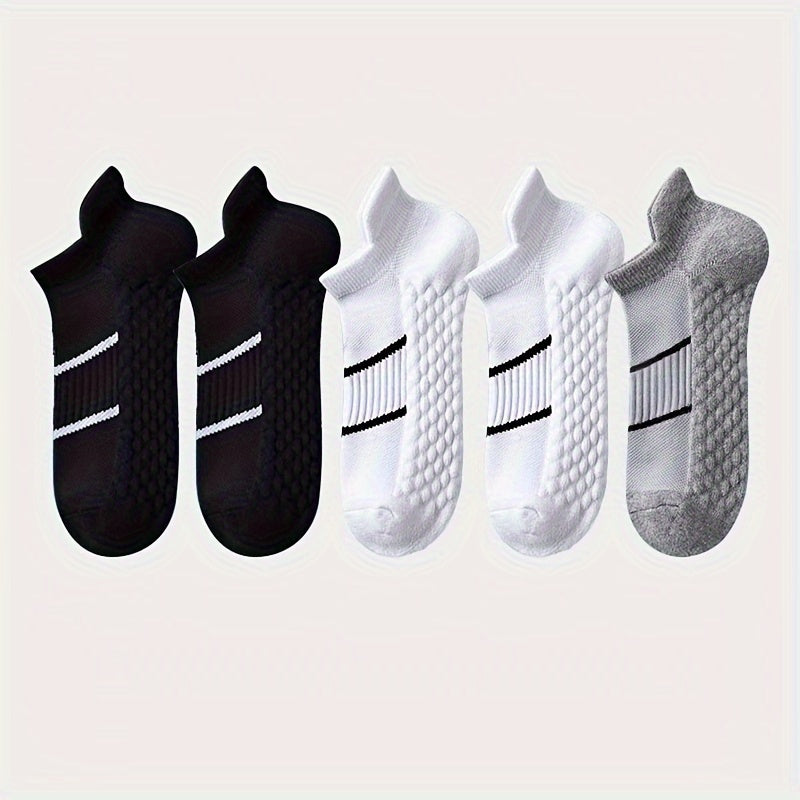 5 Pairs of Thin Mesh Men's Professional Sports Socks, Breathable Sweat-absorbing Anti-odor with Ear Lifting Heel Guard