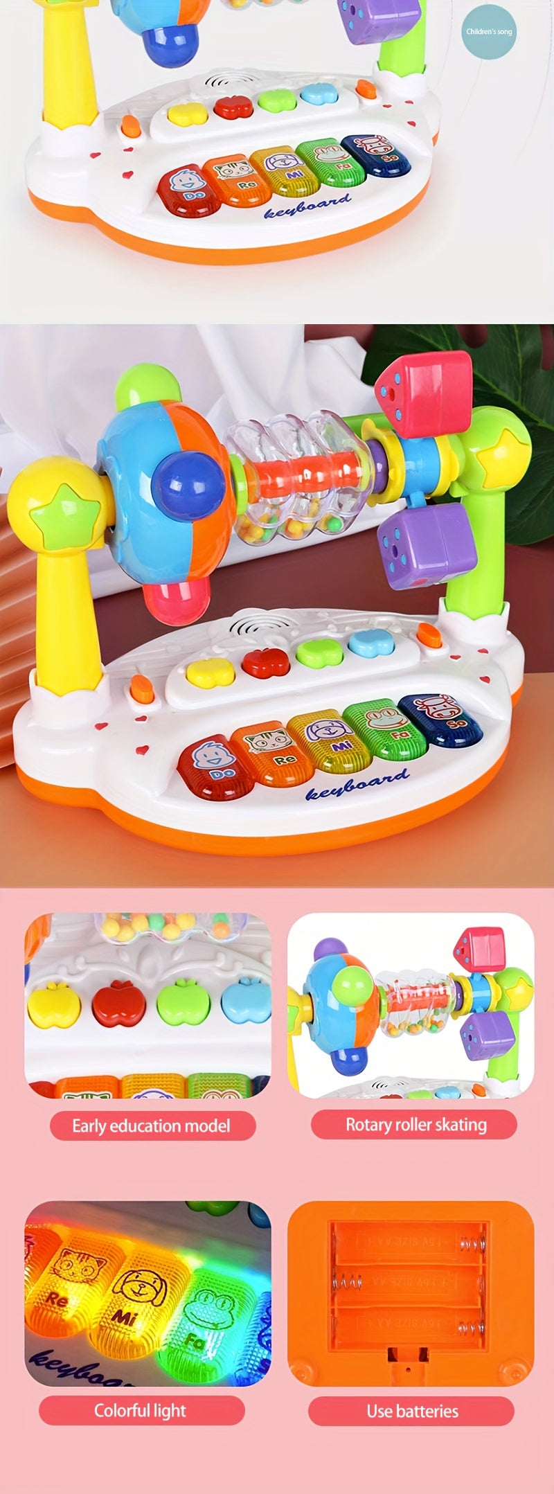 Attractive and educational piano keyboard toys, pre-loaded songs and lights for early learning and development Halloween Christmas Gift