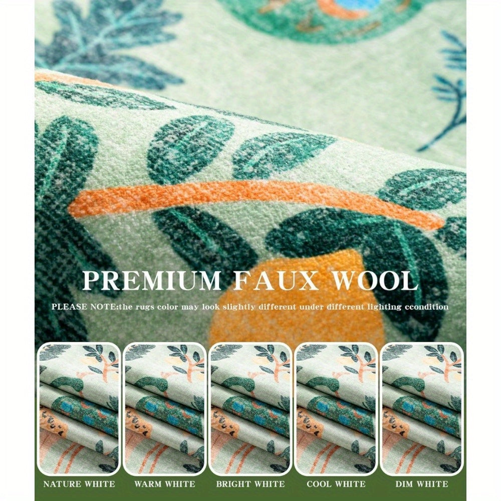 Chakme Jungle Animal Area Mat - 5x7ft Soft, Anti-Slip, Machine Washable Polyester Blend for Living Room, Bedroom, or Daycare - Vibrant Tiger & Jungle Design, Light Green Background, Perfect for Cozy Spaces, Bedroom Mat | Jung
