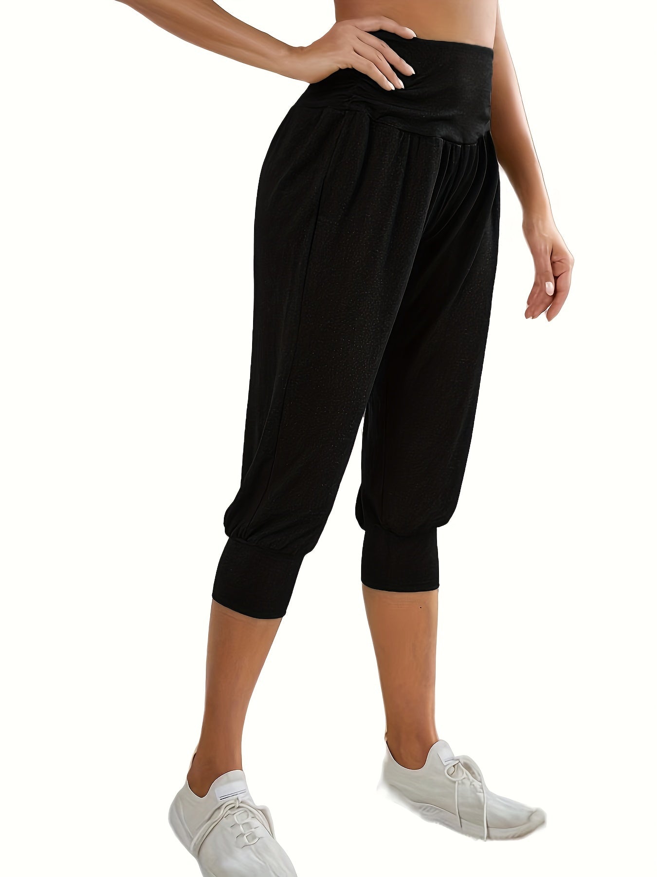 Stylish Women's Capri Pants - Comfortable Solid Loose Fit, Breathable Fabric, Perfect for Yoga, Workout, Sports, and Casual Wear - Summer Activewear Essentials