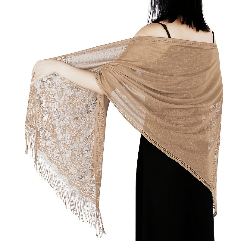 Solid Shawls Wraps For Evening Dresses Lightweight Scarfs For Women With Fringe Floral Lace Scarf For Wedding Party